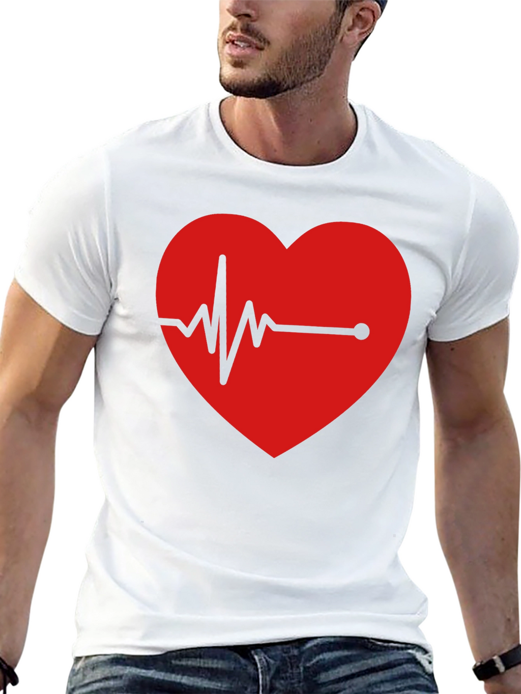 Heartbeat Graphic Tee - Black Cotton Blend