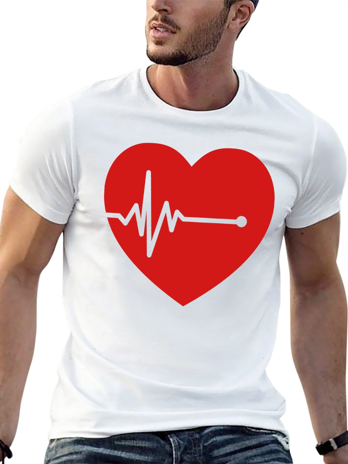 Heartbeat Graphic Tee - Black Cotton Blend