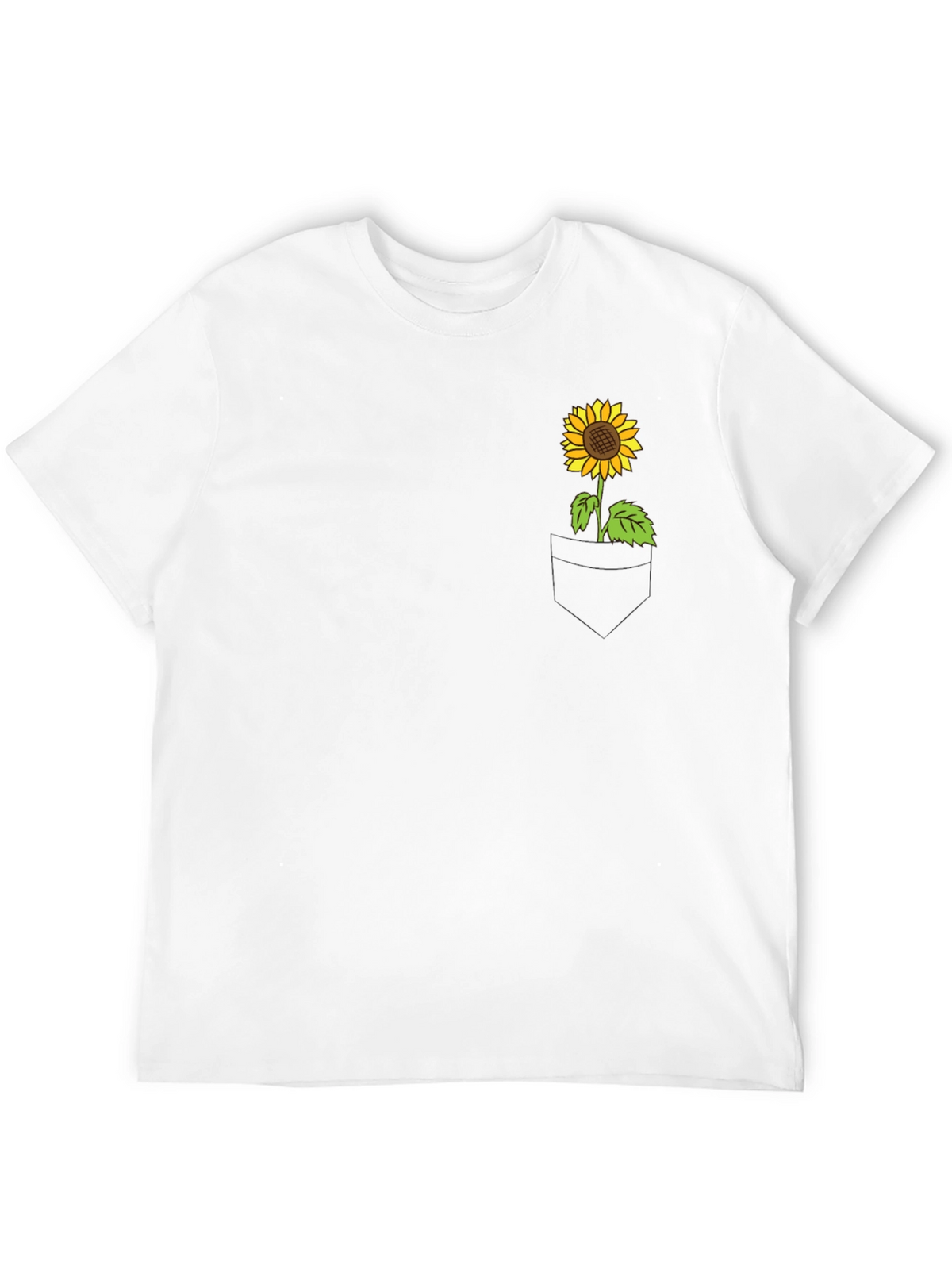 Sunflower Pocket Graphic Tee - Casual Black T-Shirt