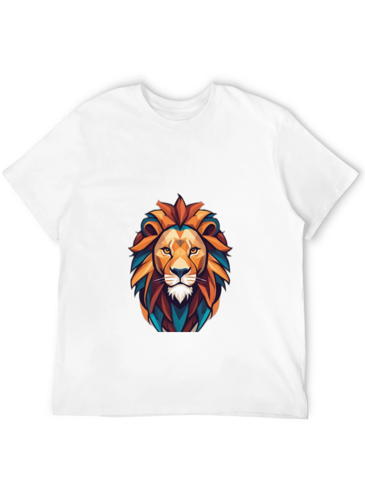 Geometric Lion Graphic Black T-Shirt - Stylish Mens Tee