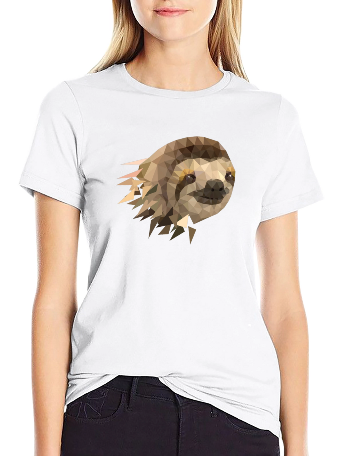 Geometric Sloth Graphic Tee - Modern Mens T-Shirt