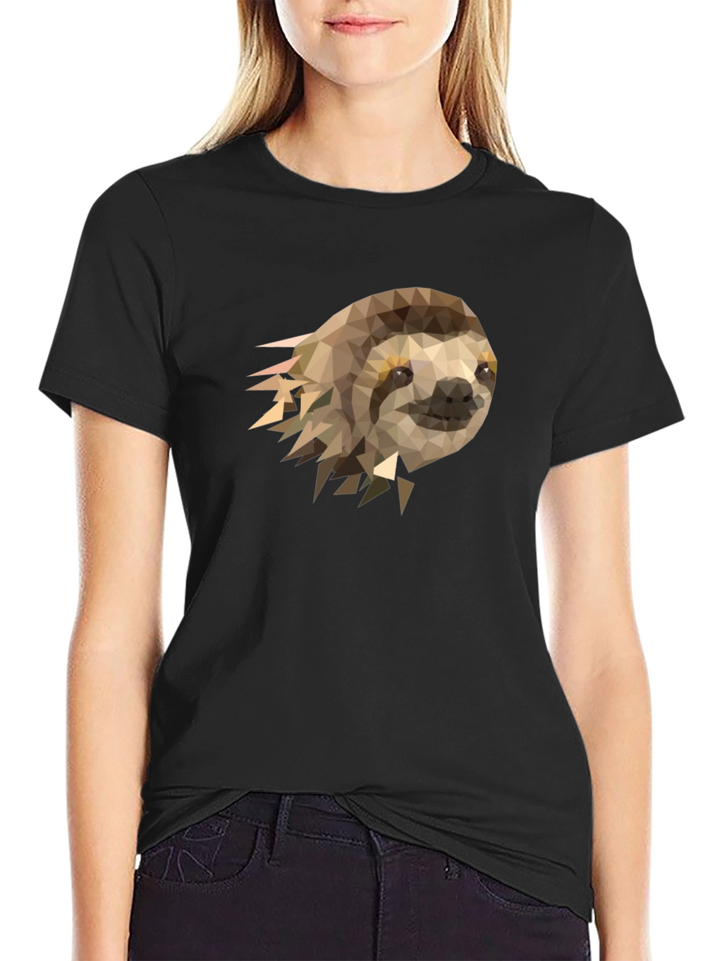 Geometric Sloth Graphic Tee - Modern Mens T-Shirt
