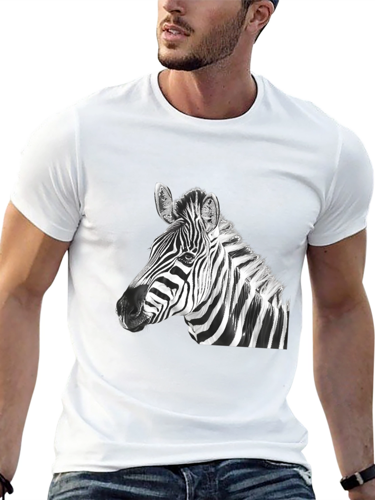 Zebra Graphic Tee - Black Cotton Blend Shirt