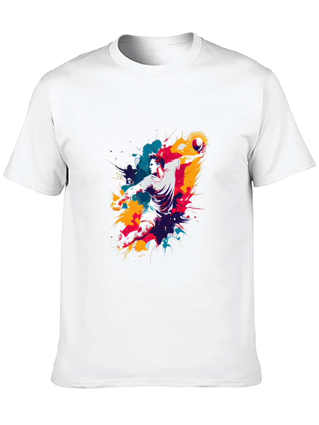 Abstract Handball Player Graphic Tee - Black
