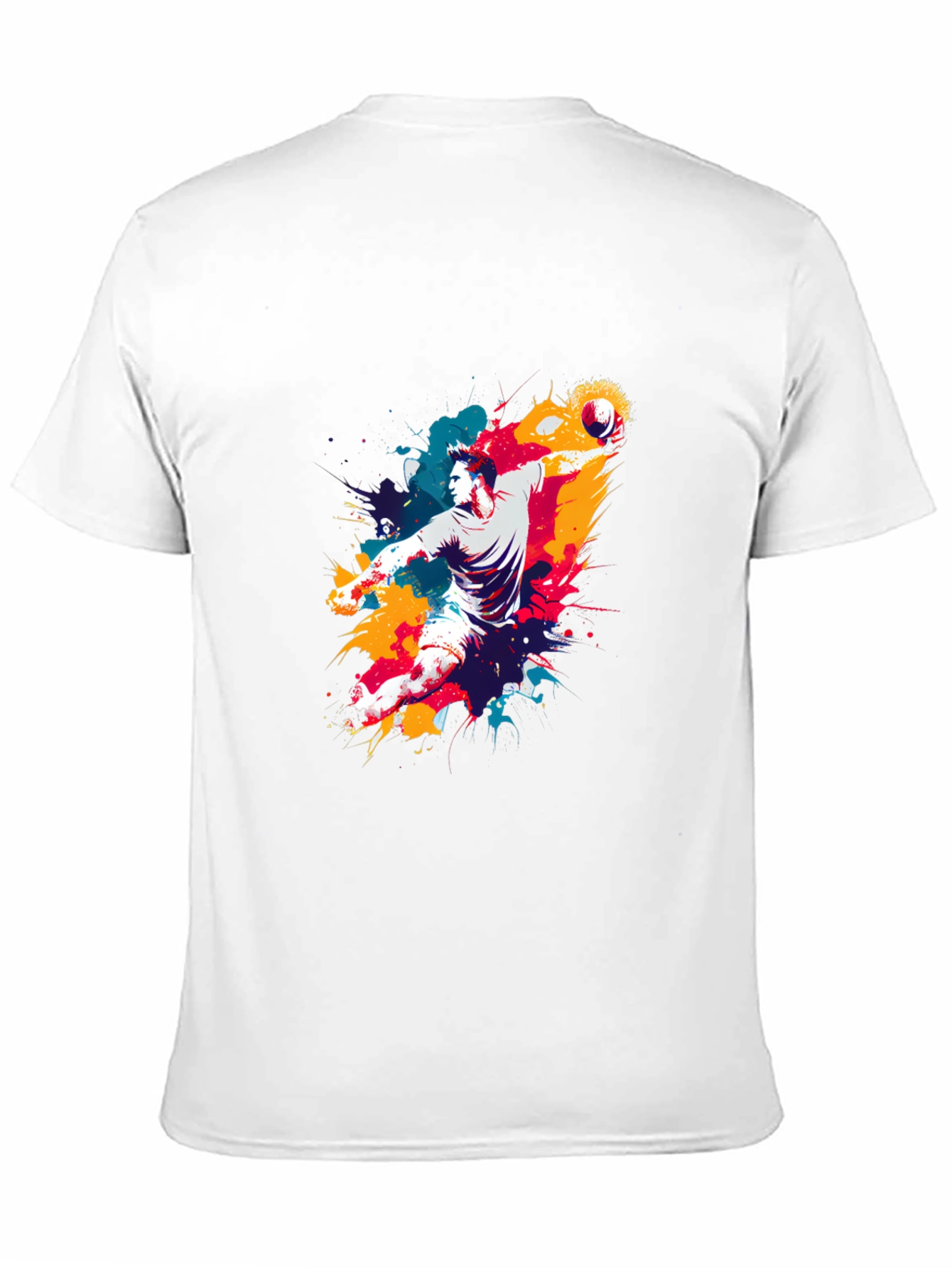 Abstract Handball Player Graphic Tee - Black