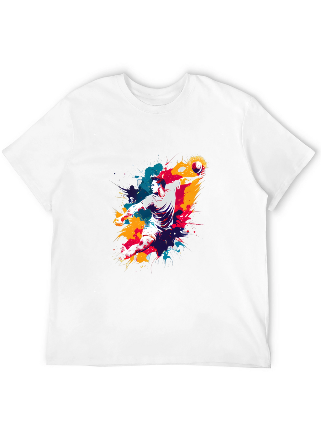 Abstract Handball Player Graphic Tee - Black