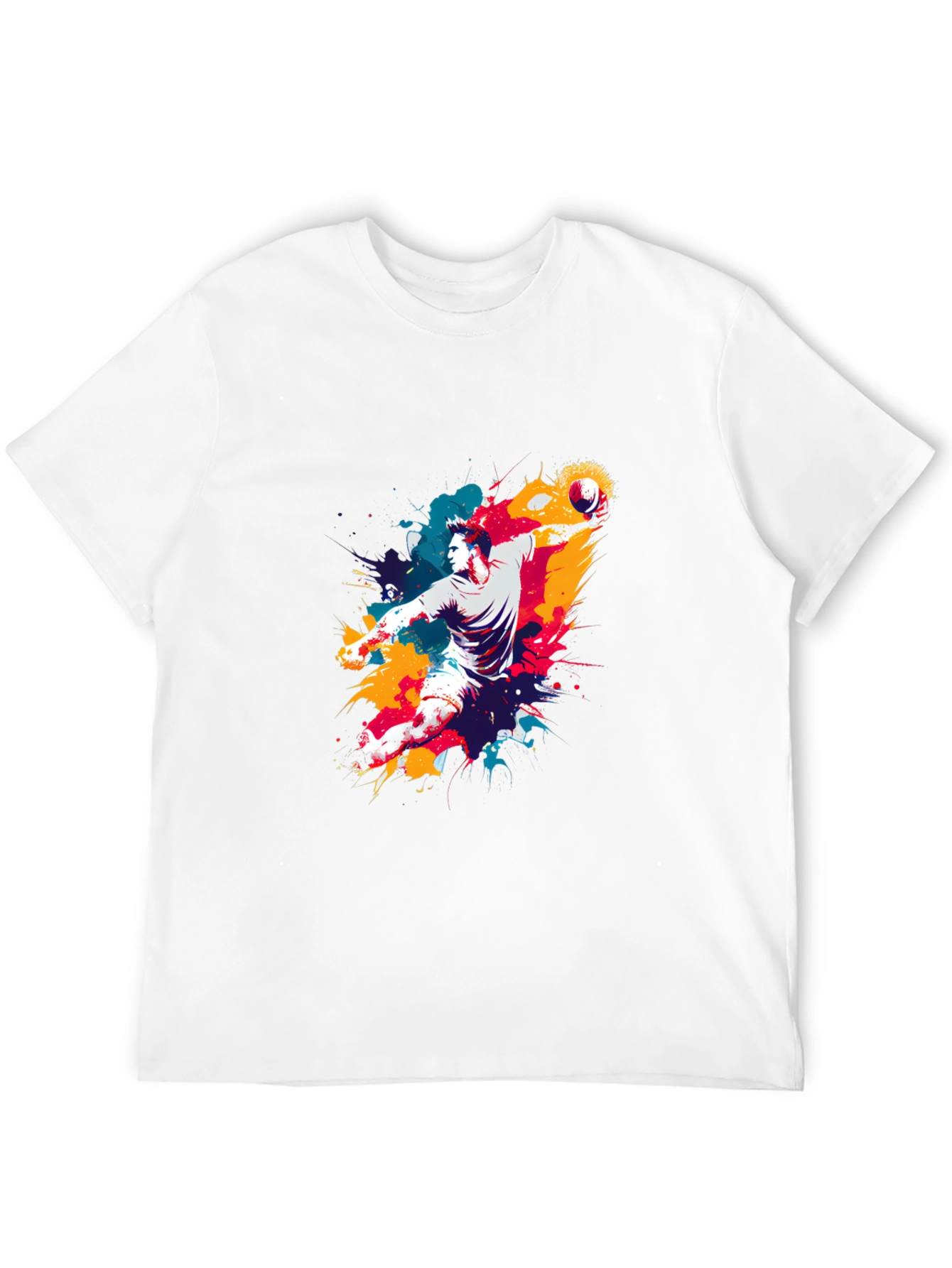 Abstract Handball Player Graphic Tee - Black