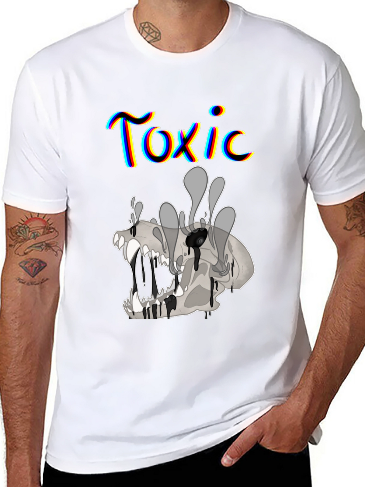 Toxic Skull Graphic Print Black T-Shirt