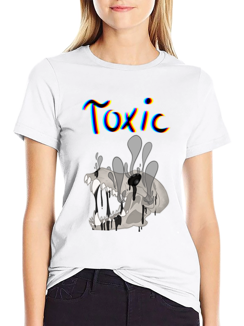Toxic Skull Graphic Print Black T-Shirt