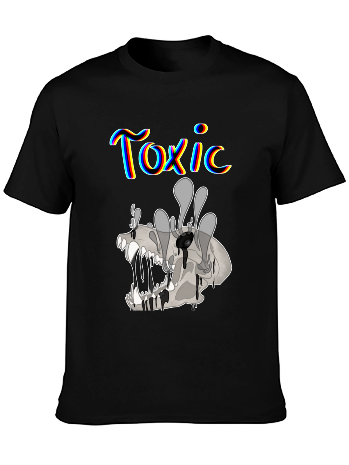 Toxic Skull Graphic Print Black T-Shirt