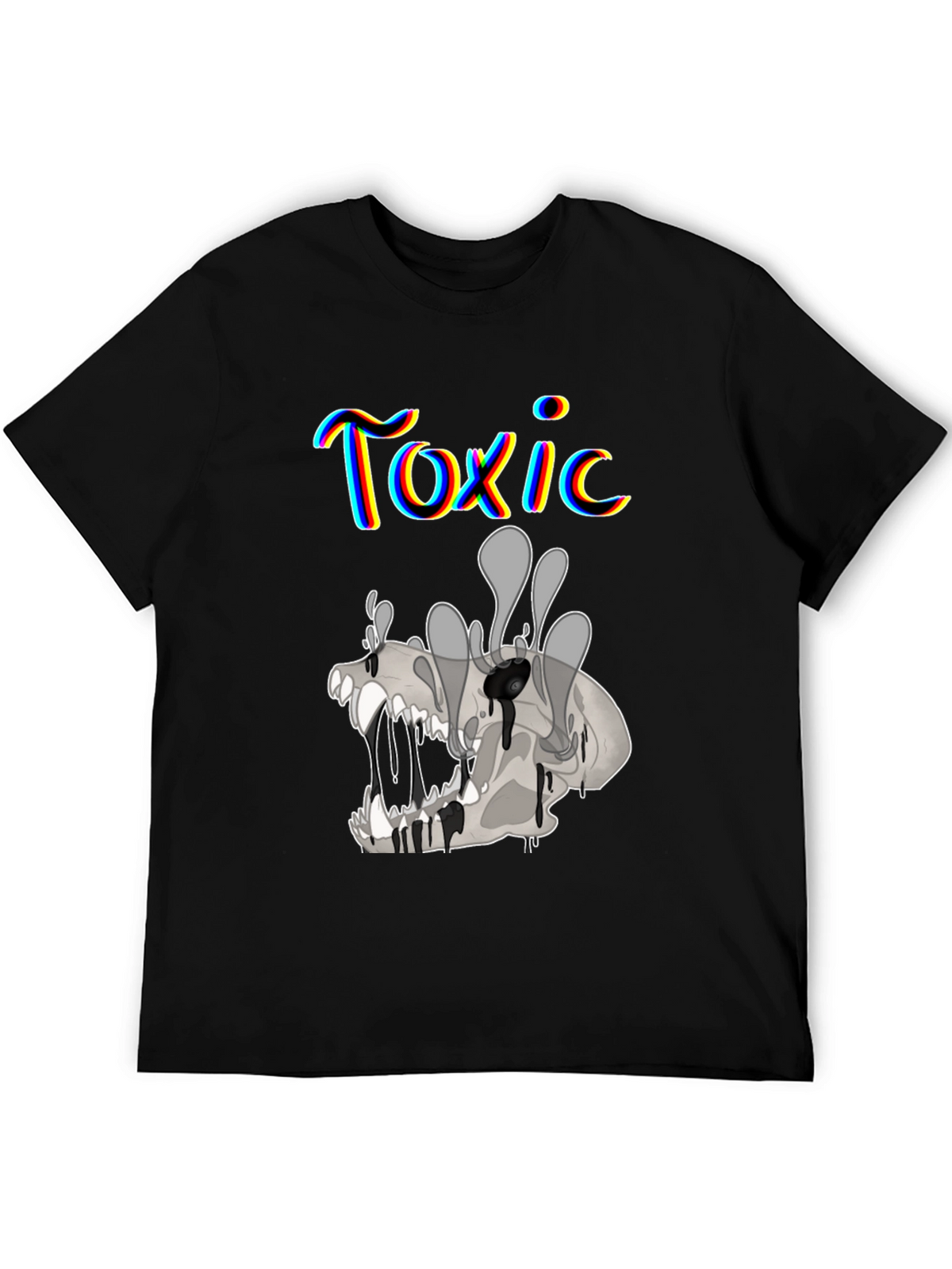 Toxic Skull Graphic Print Black T-Shirt