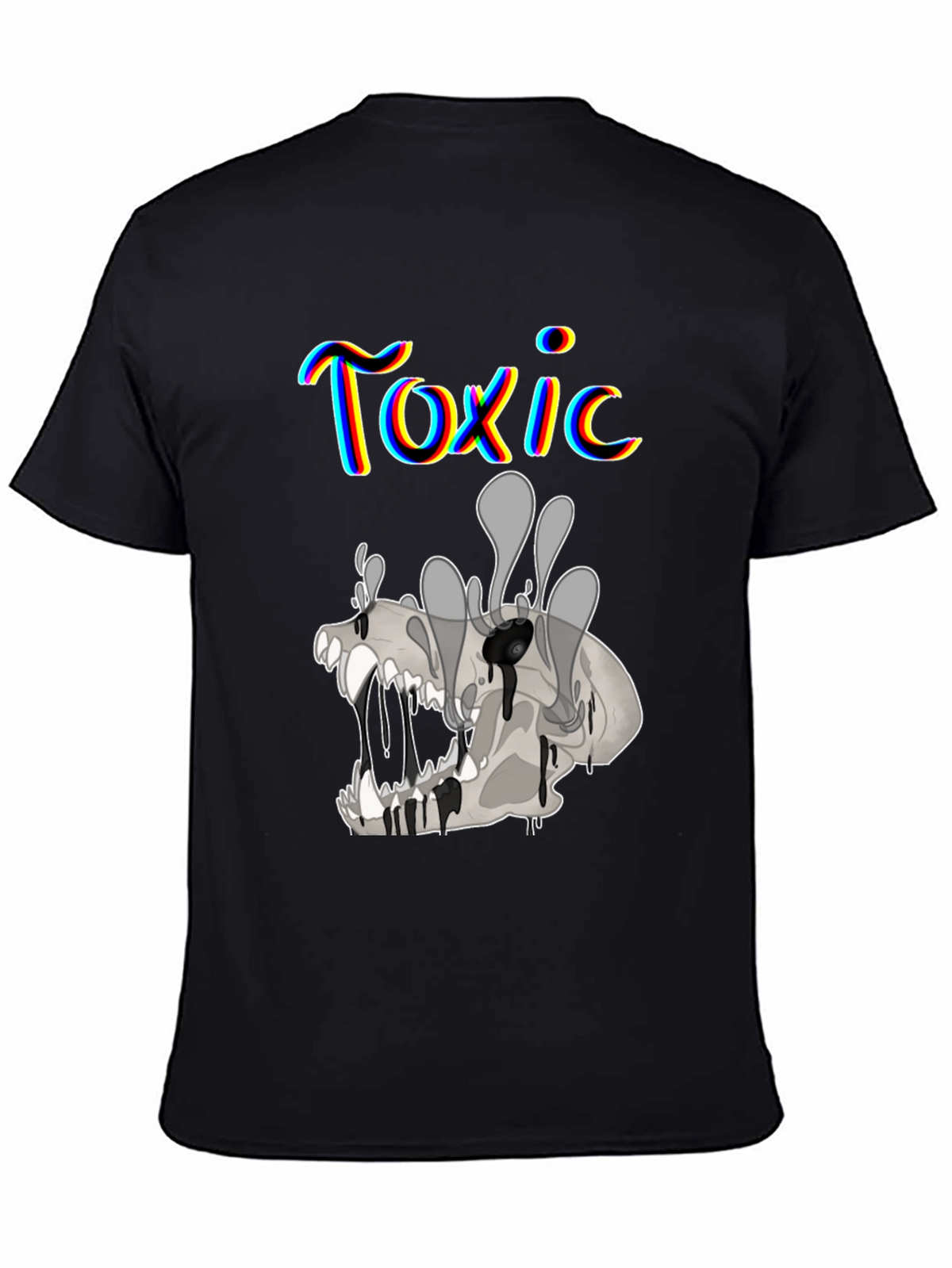 Toxic Skull Graphic Print Black T-Shirt