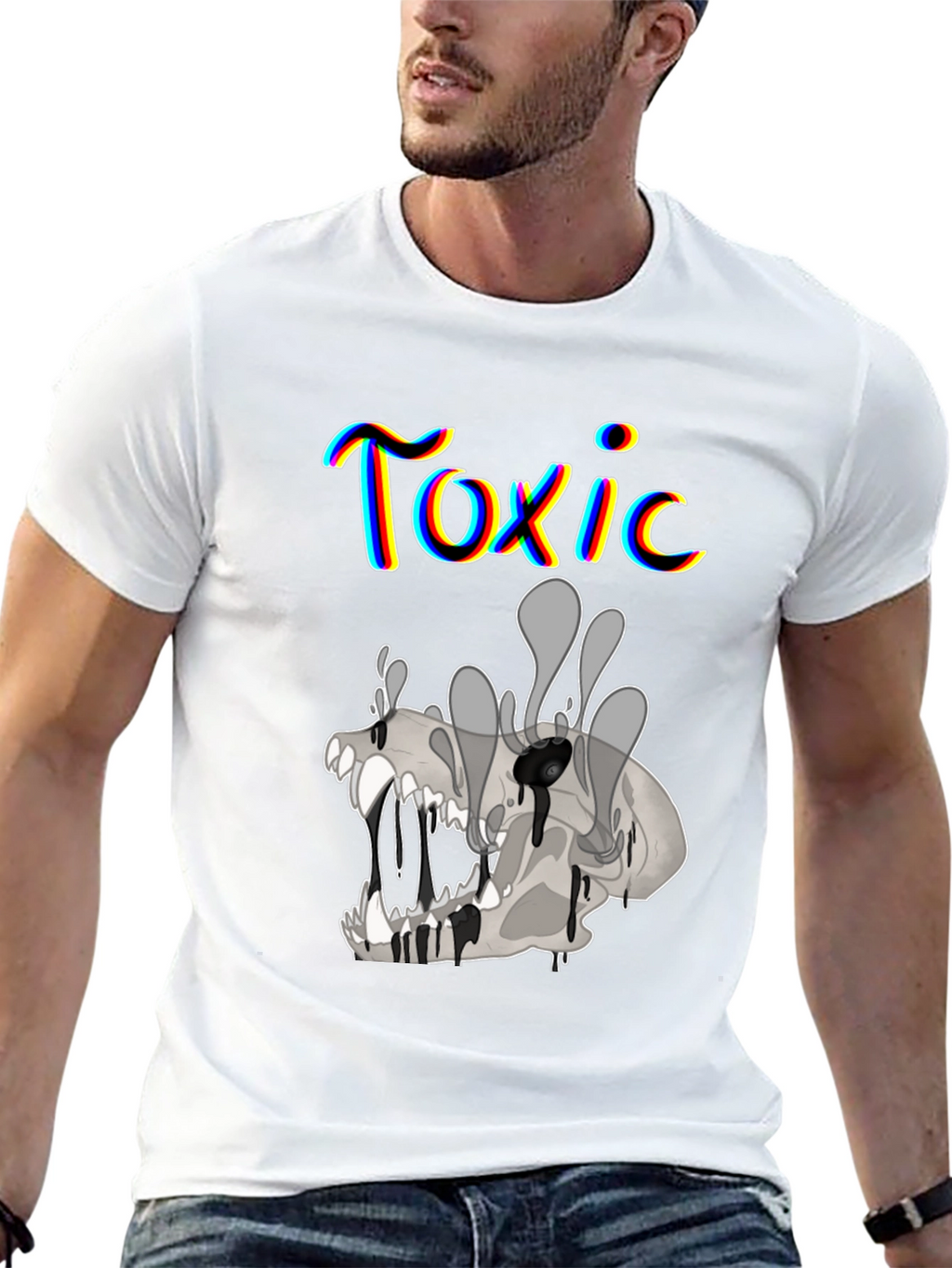 Toxic Skull Graphic Print Black T-Shirt