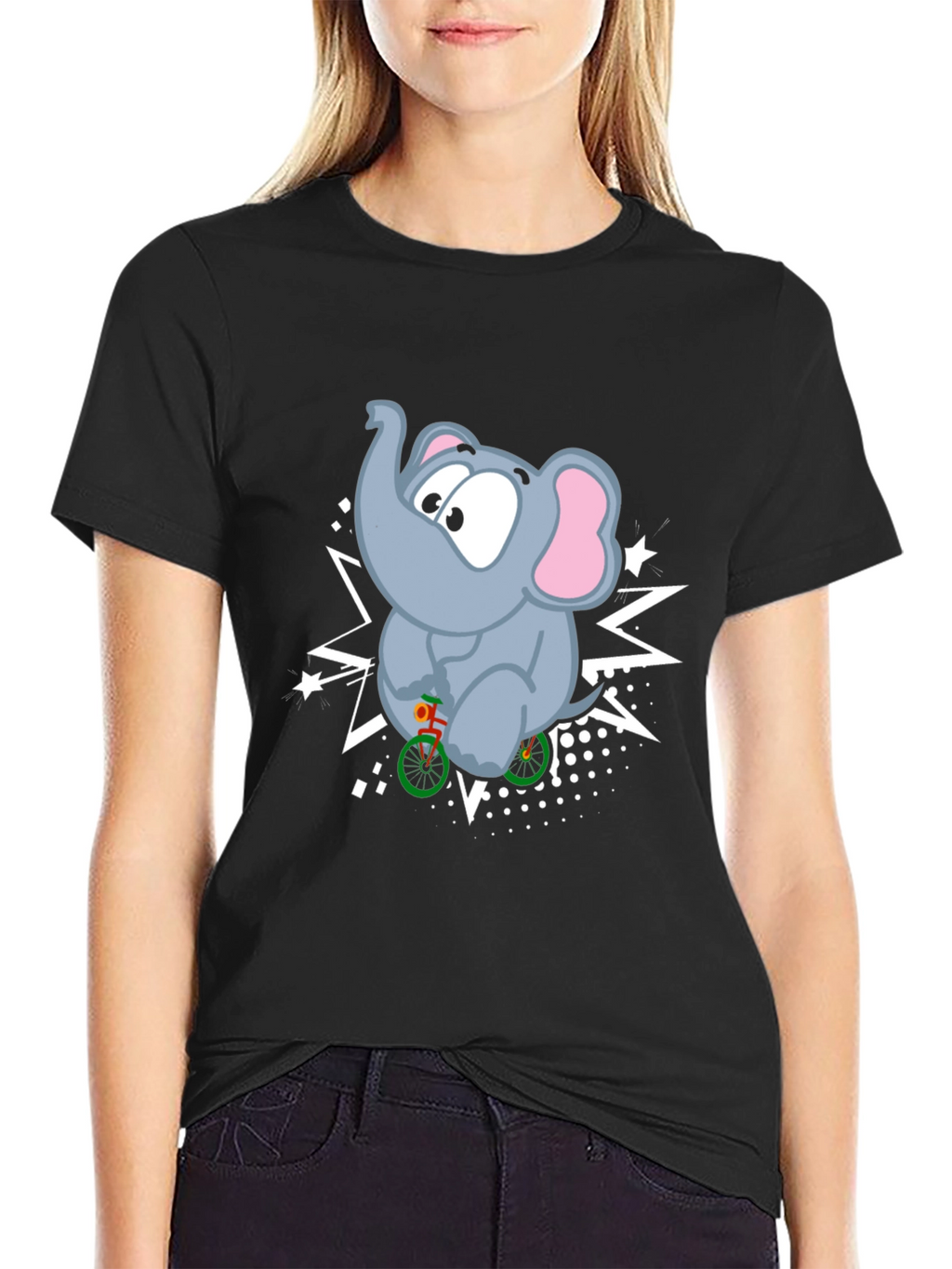 Elephant on Bike Graphic T-Shirt