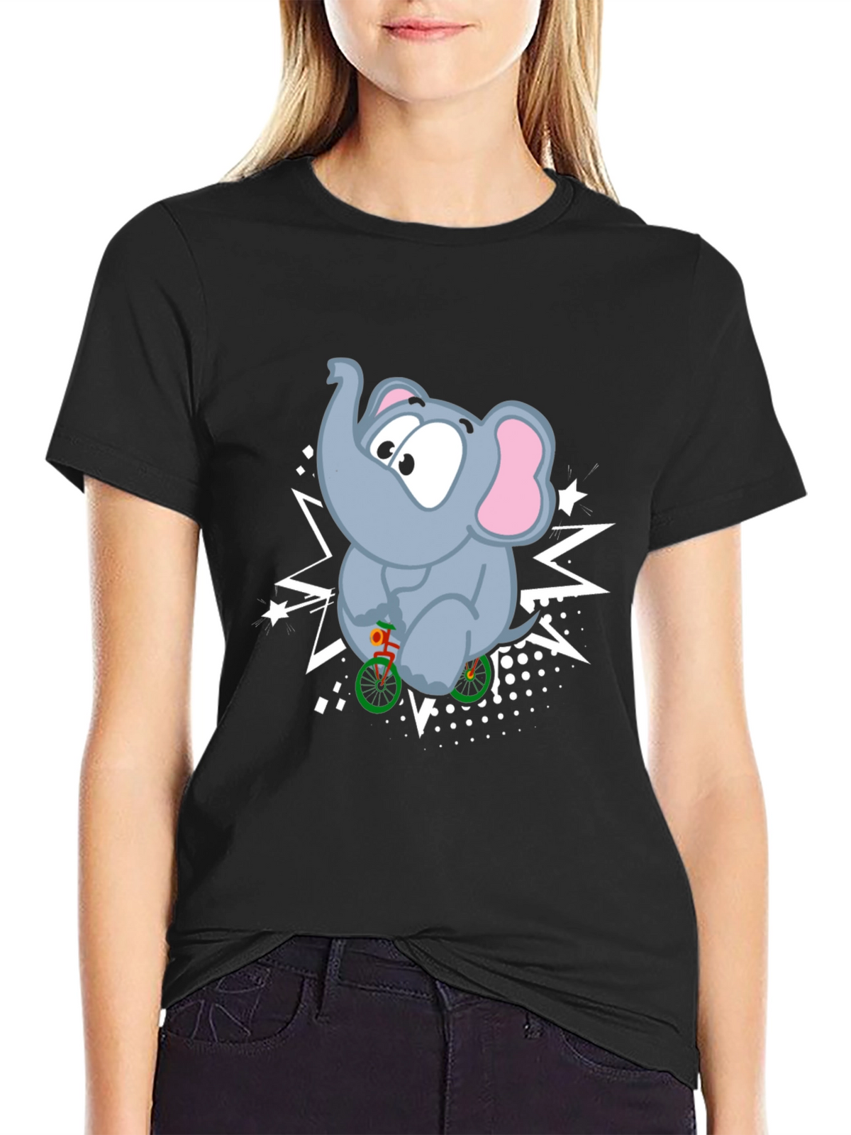 Elephant on Bike Graphic T-Shirt
