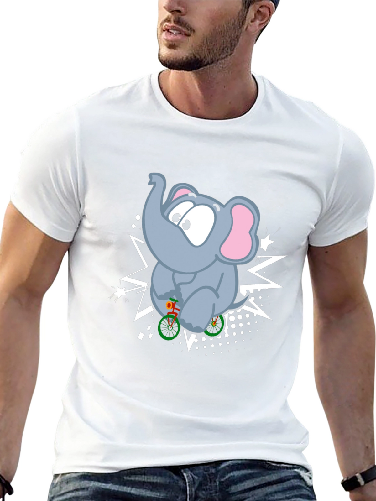 Elephant on Bike Graphic T-Shirt