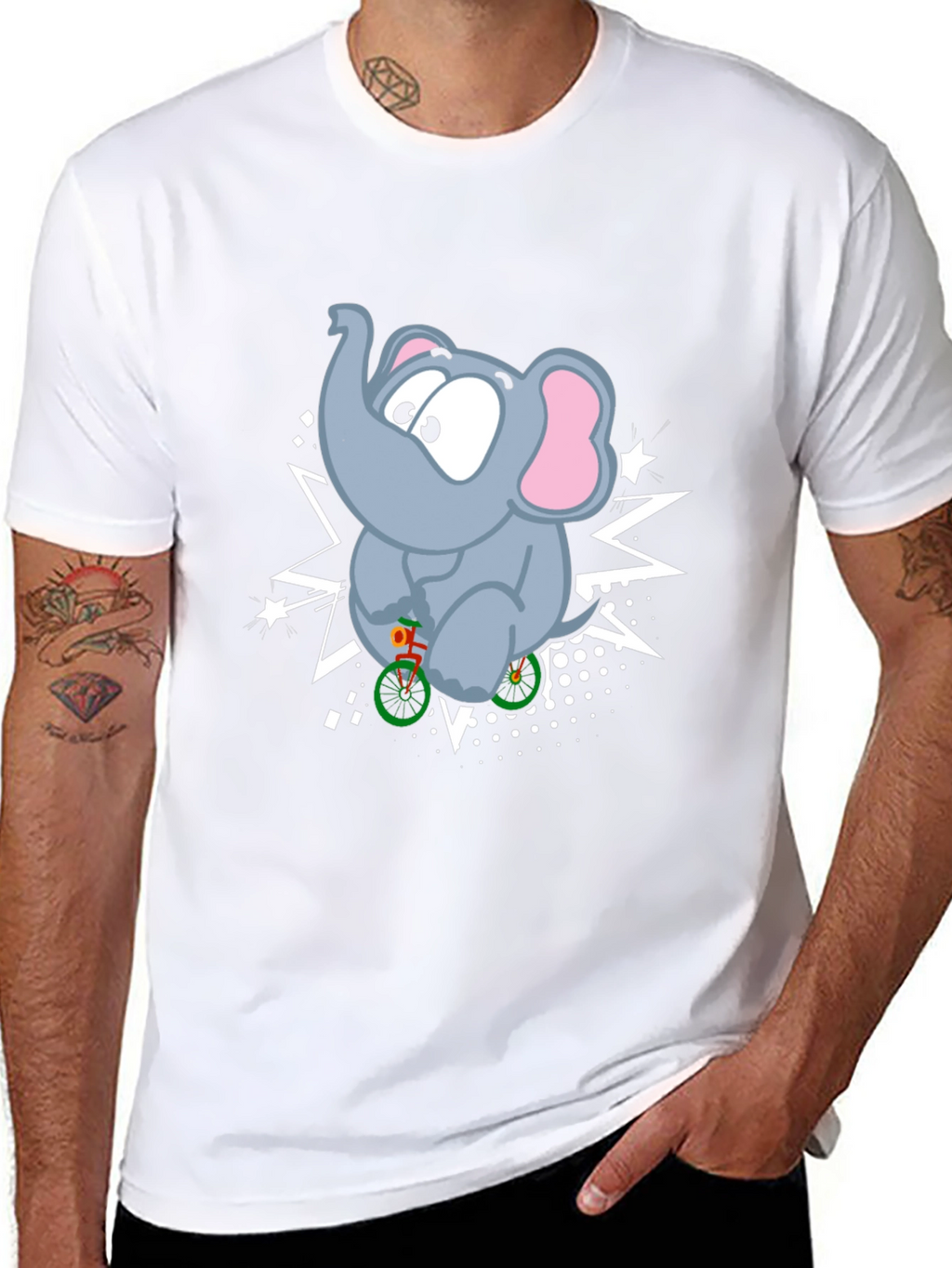 Elephant on Bike Graphic T-Shirt