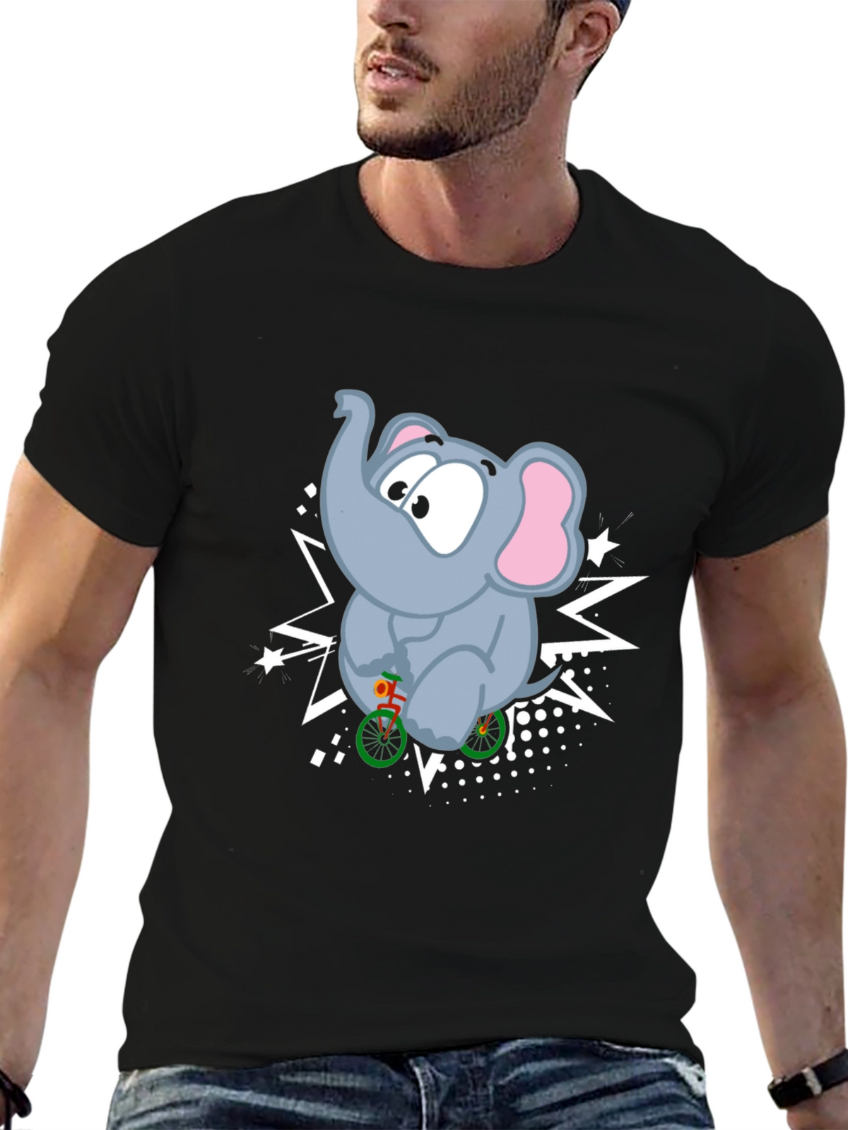 Elephant on Bike Graphic T-Shirt