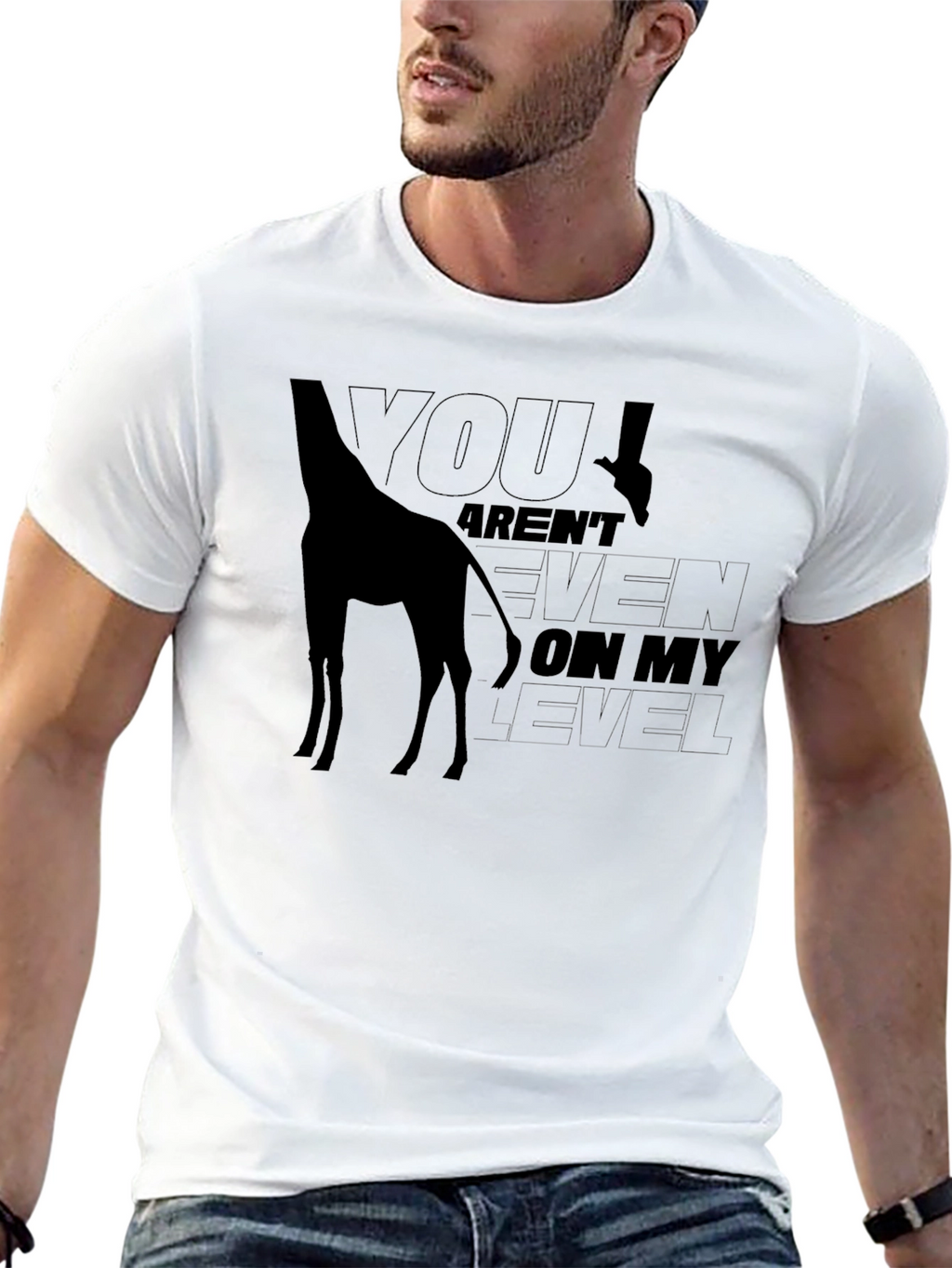 Giraffe Level Mens Black Graphic Tee