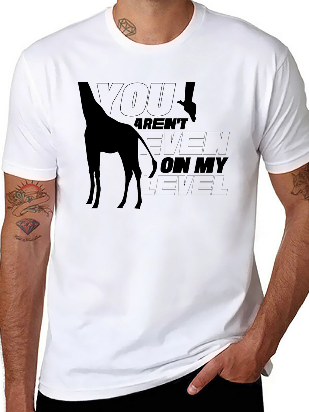 Giraffe Level Mens Black Graphic Tee
