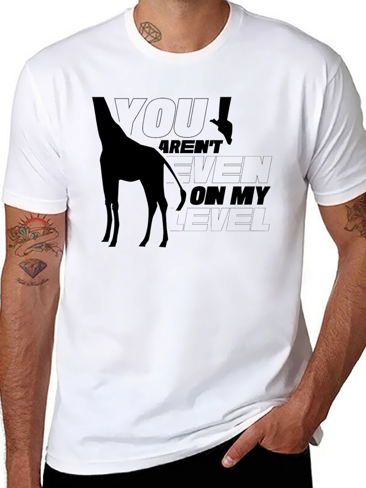 Giraffe Level Mens Black Graphic Tee