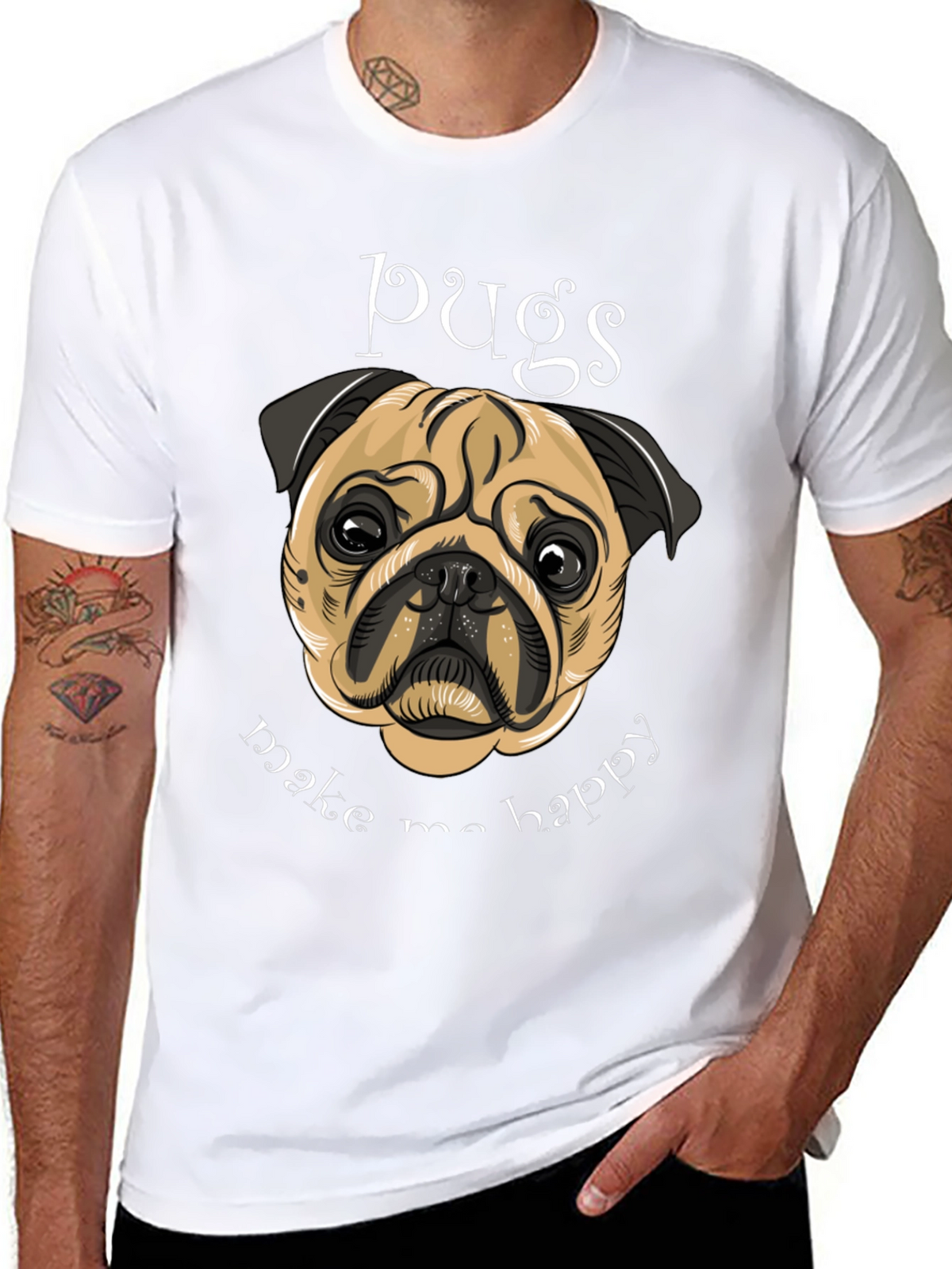Pug Make Me Happy Graphic Tee