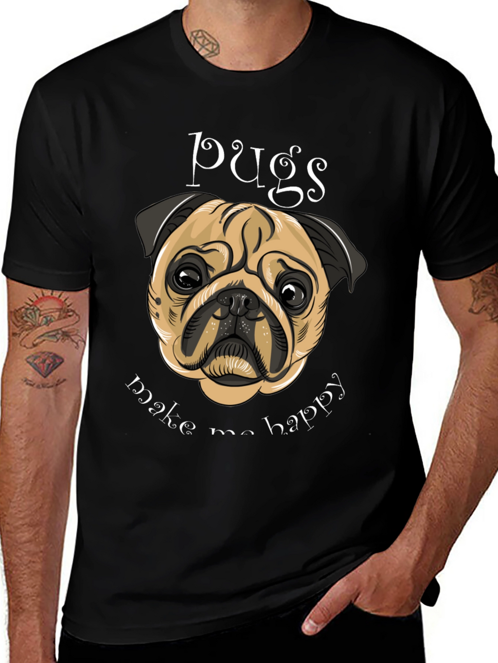 Pug Make Me Happy Graphic Tee