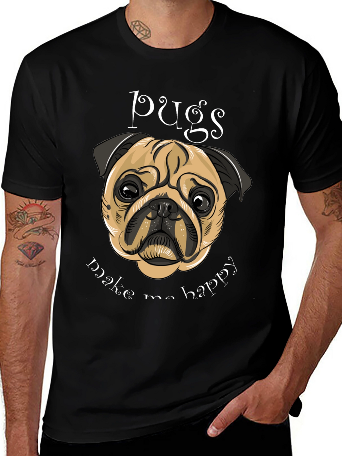 Pug Make Me Happy Graphic Tee