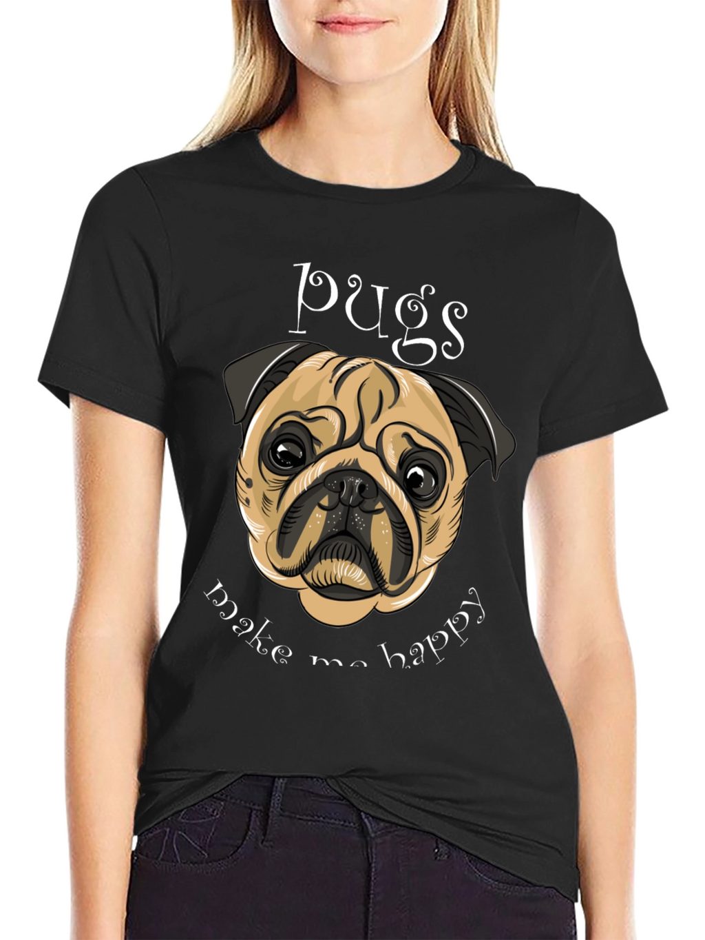 Pug Make Me Happy Graphic Tee