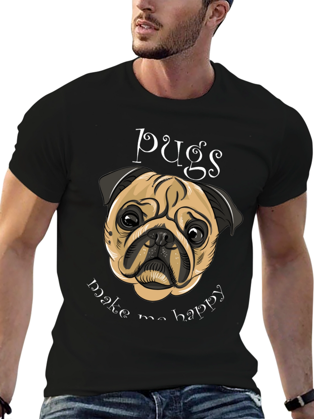 Pug Make Me Happy Graphic Tee