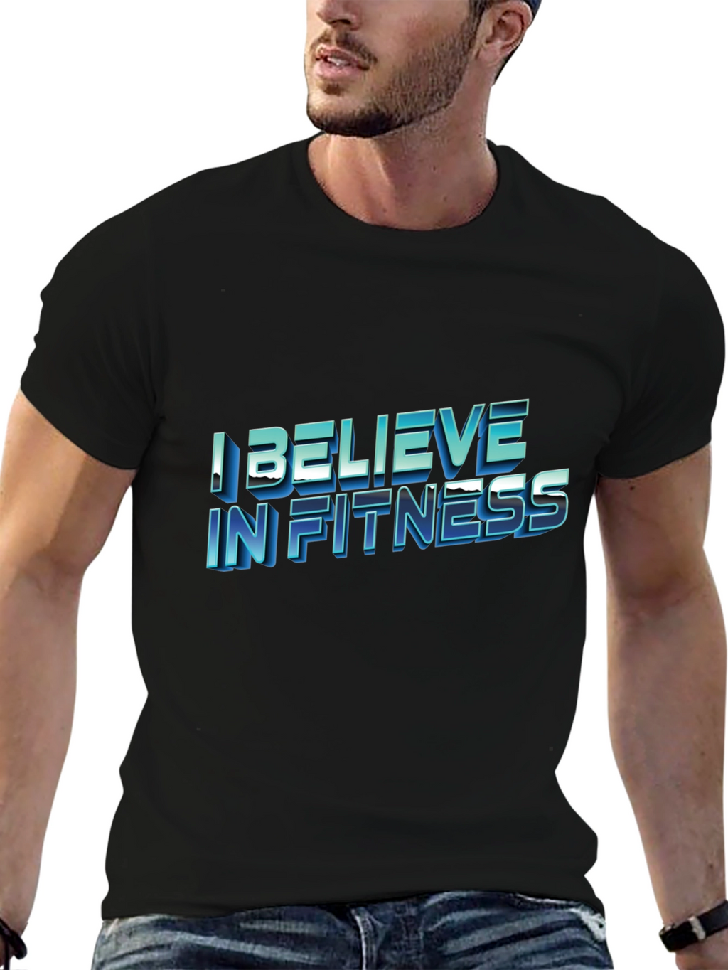 I Believe In Fitness Black T-Shirt