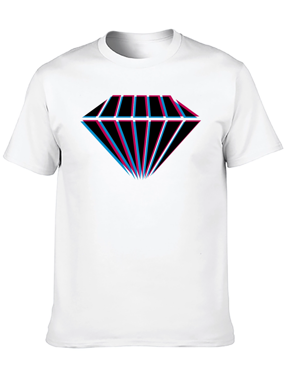 Geometric Diamond Tee - Black Cotton Graphic T-Shirt