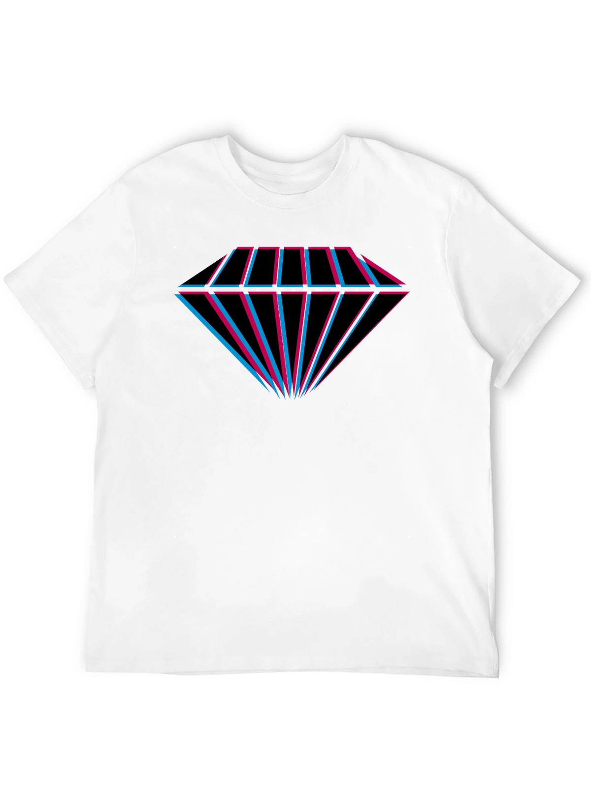 Geometric Diamond Tee - Black Cotton Graphic T-Shirt