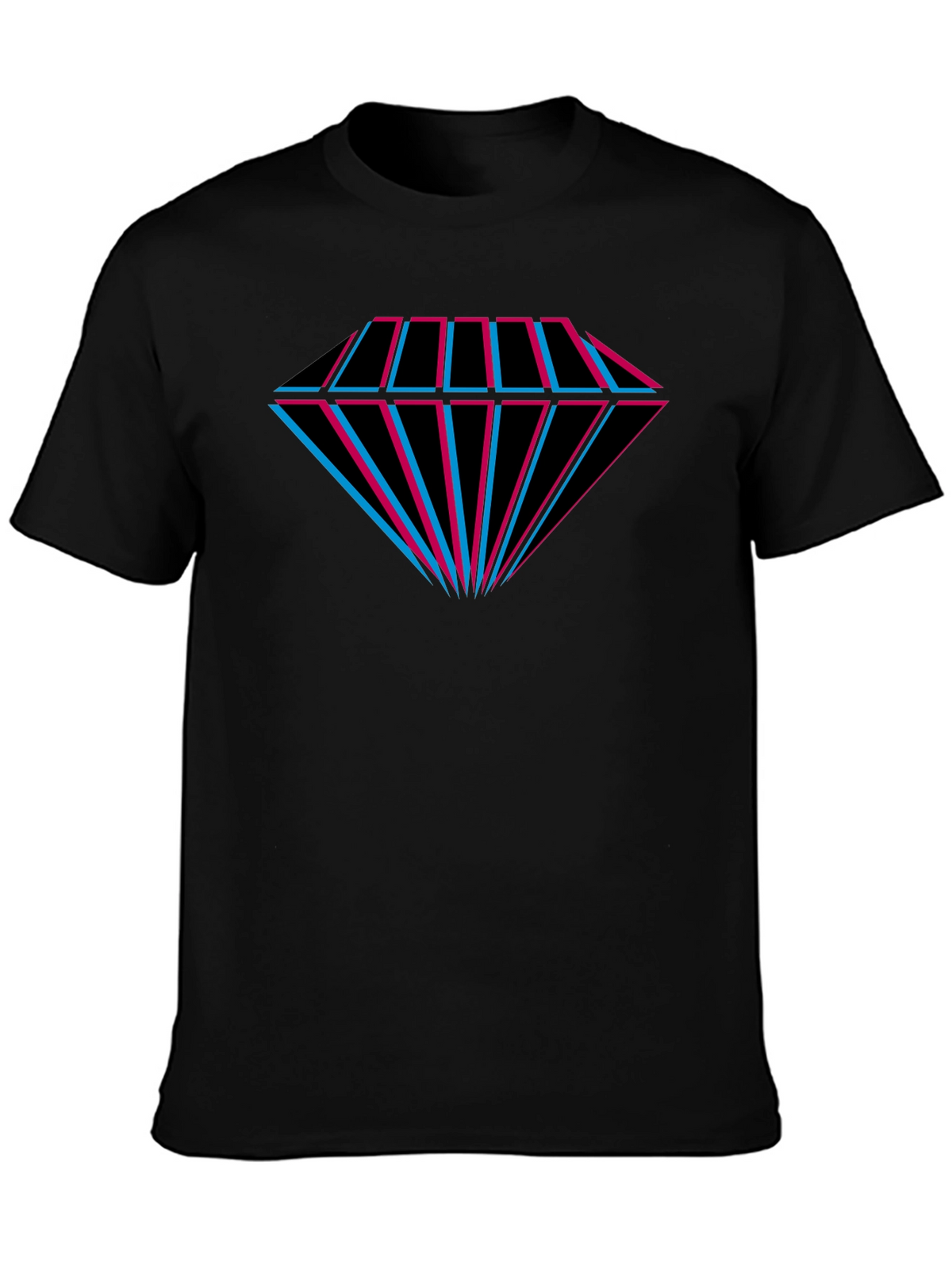 Geometric Diamond Tee - Black Cotton Graphic T-Shirt