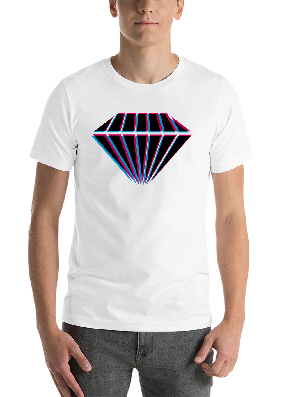 Geometric Diamond Tee - Black Cotton Graphic T-Shirt