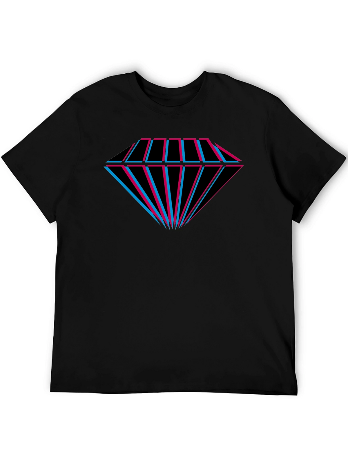Geometric Diamond Tee - Black Cotton Graphic T-Shirt