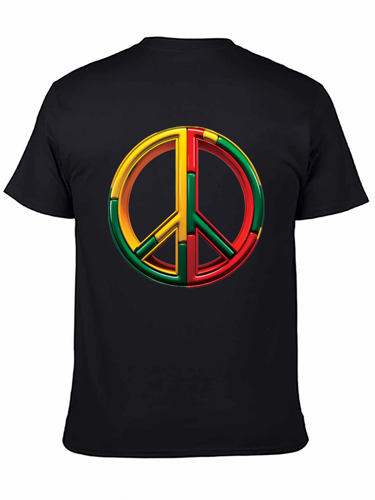 Rasta Peace Sign Graphic Tee - Black
