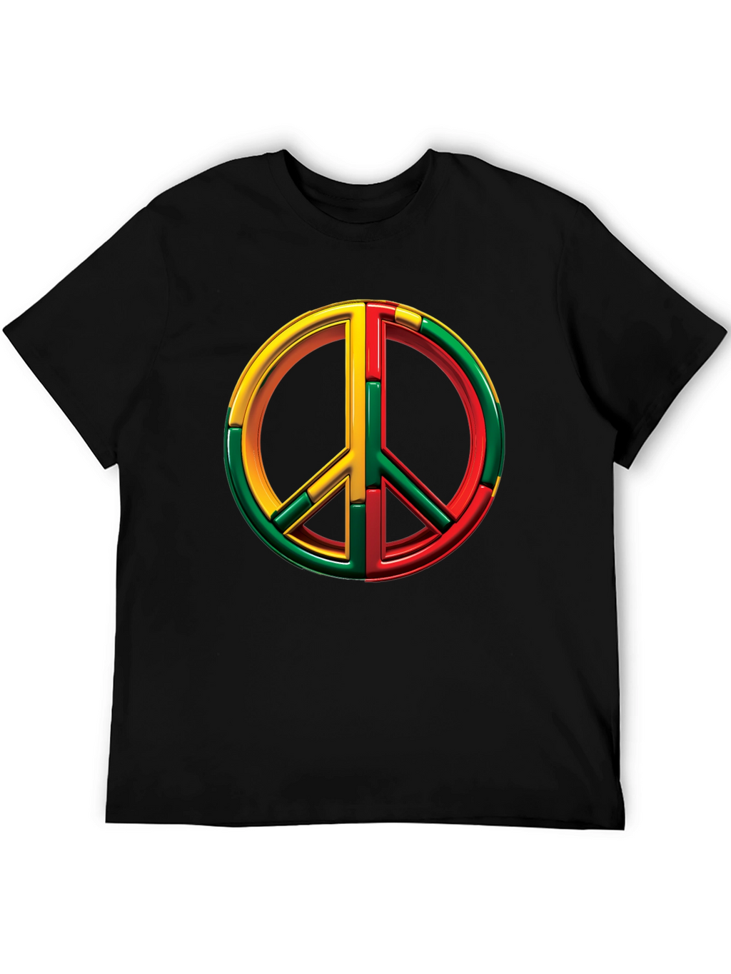Rasta Peace Sign Graphic Tee - Black