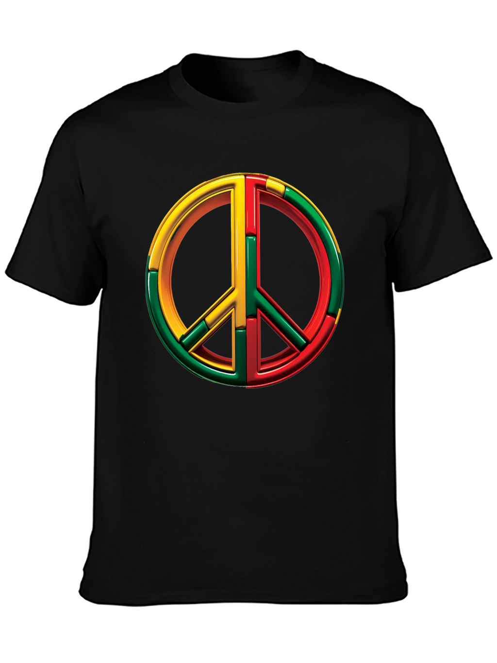 Rasta Peace Sign Graphic Tee - Black