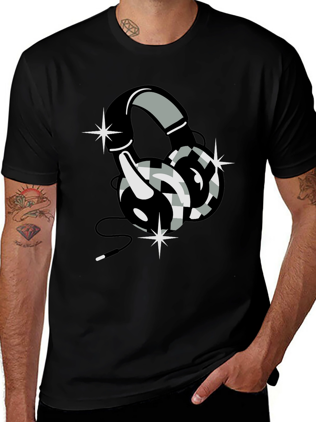 Headphone Graphic Tee - Black