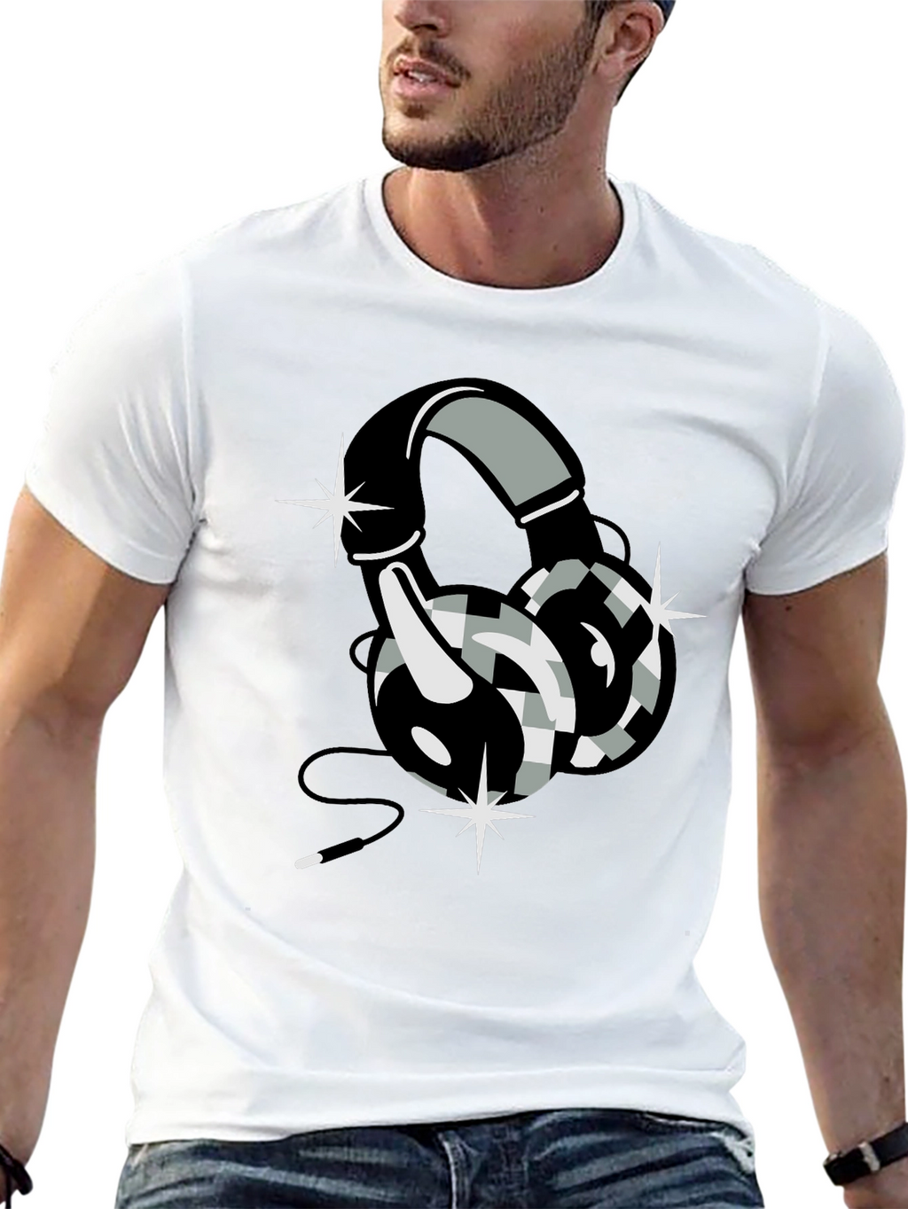 Headphone Graphic Tee - Black