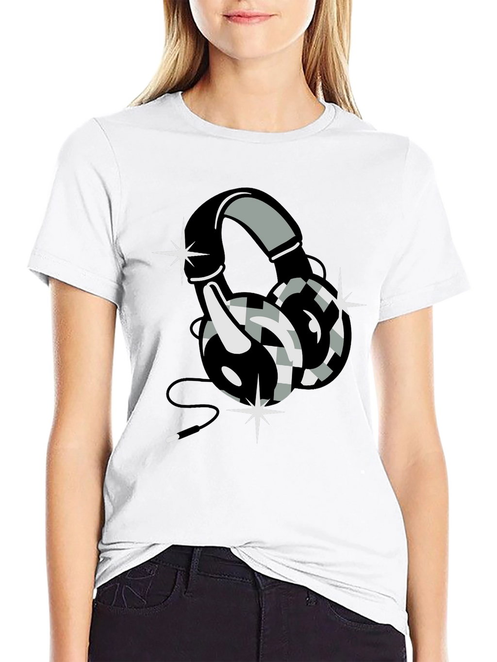Headphone Graphic Tee - Black