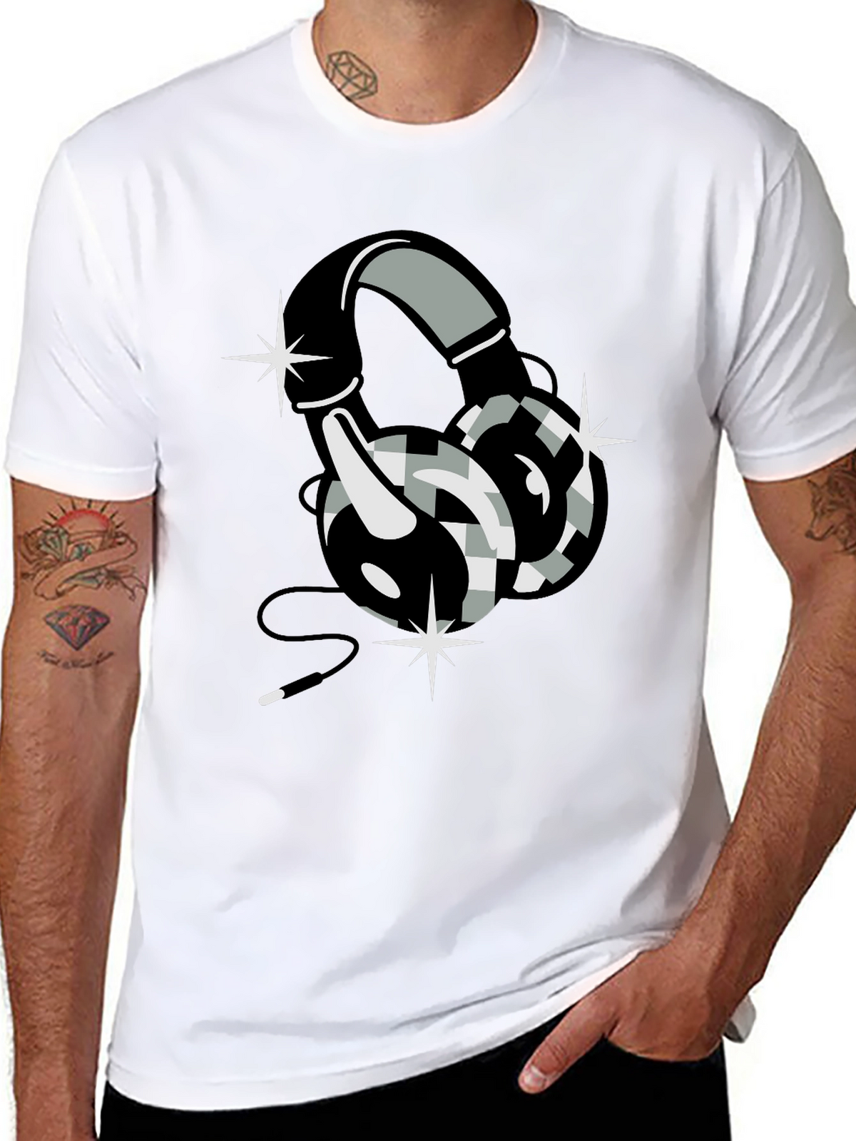Headphone Graphic Tee - Black