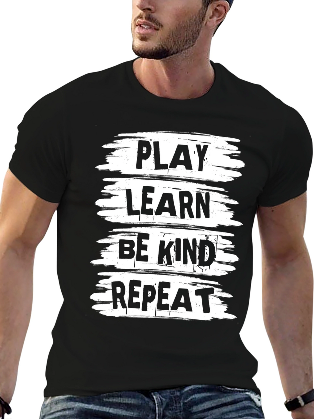 Play Learn Be Kind Repeat Black T-Shirt