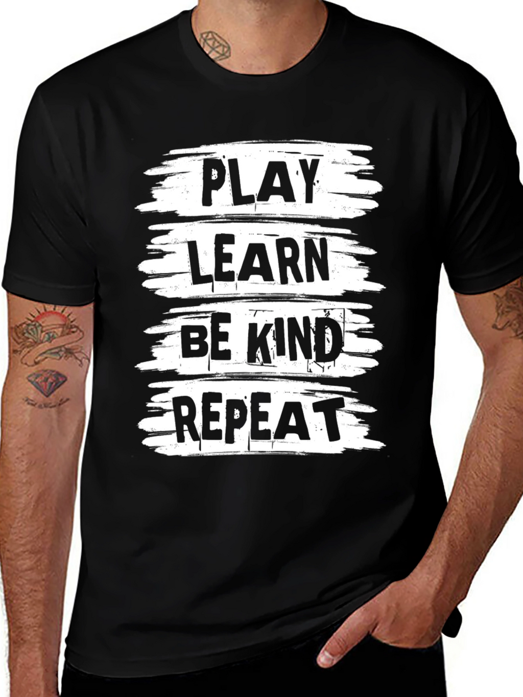 Play Learn Be Kind Repeat Black T-Shirt