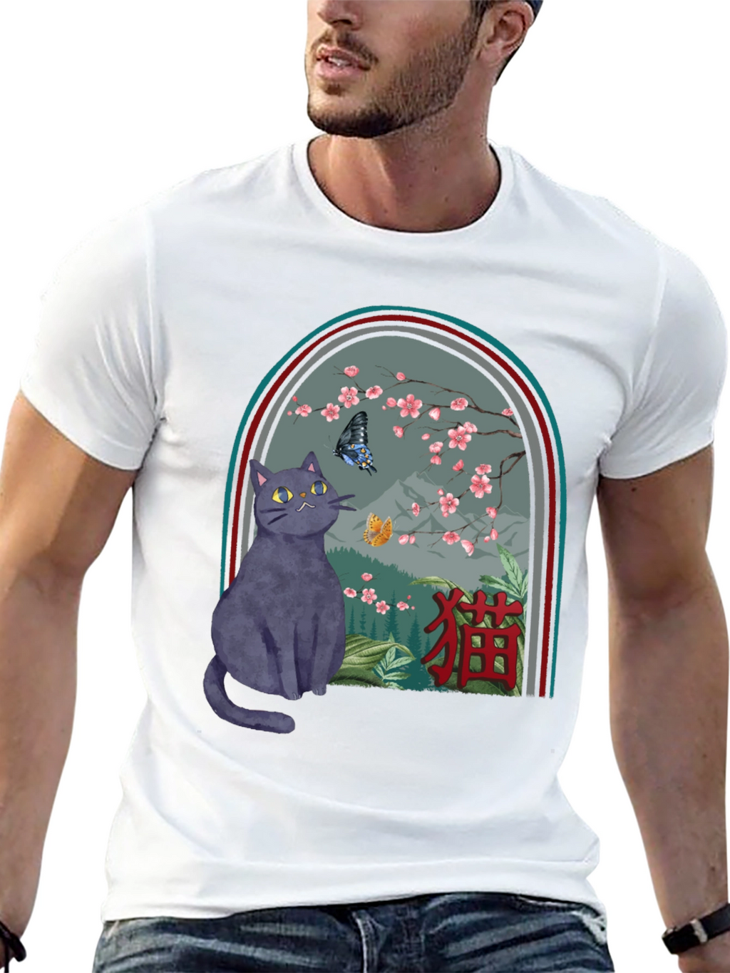 Cat & Butterfly Graphic Tee