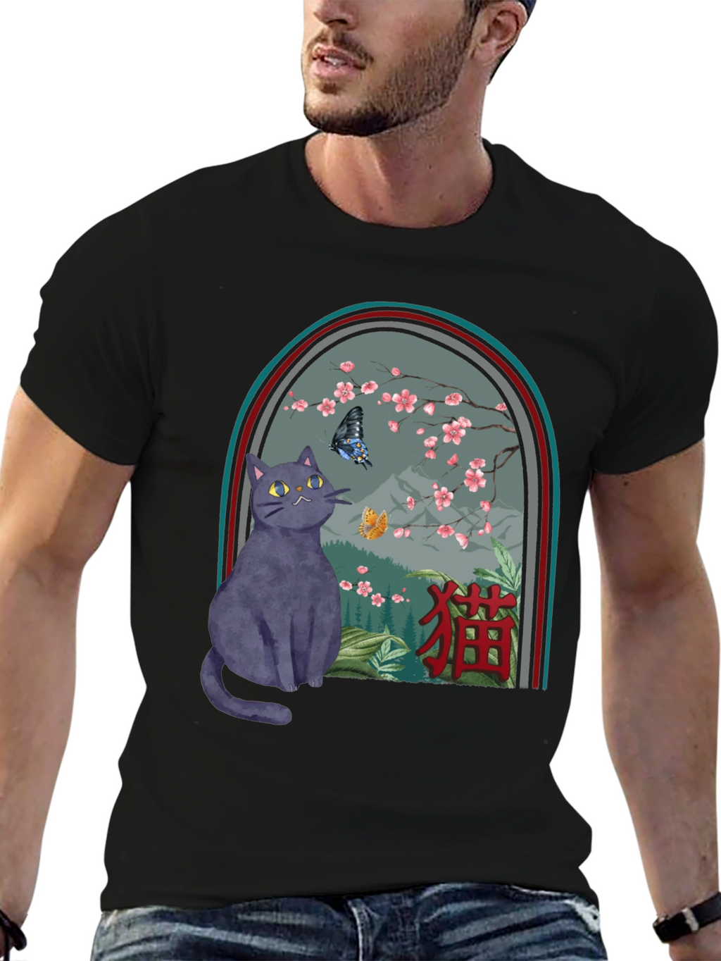 Cat & Butterfly Graphic Tee