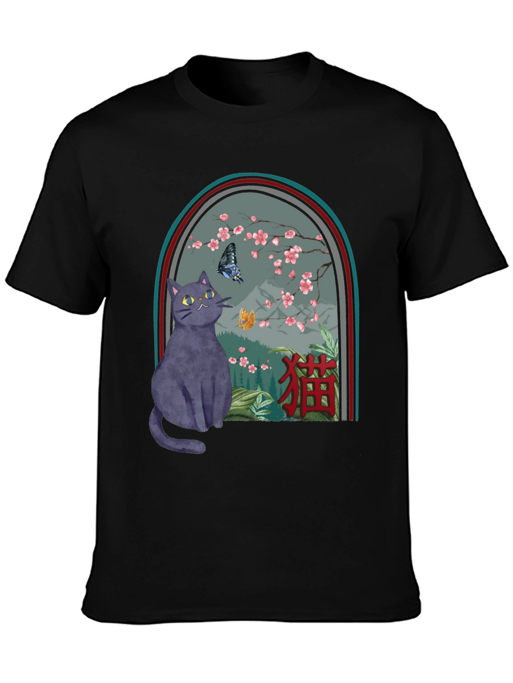 Cat & Butterfly Graphic Tee