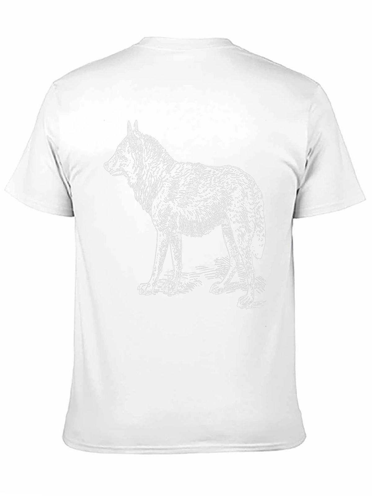 Black T-Shirt with White Wolf Design