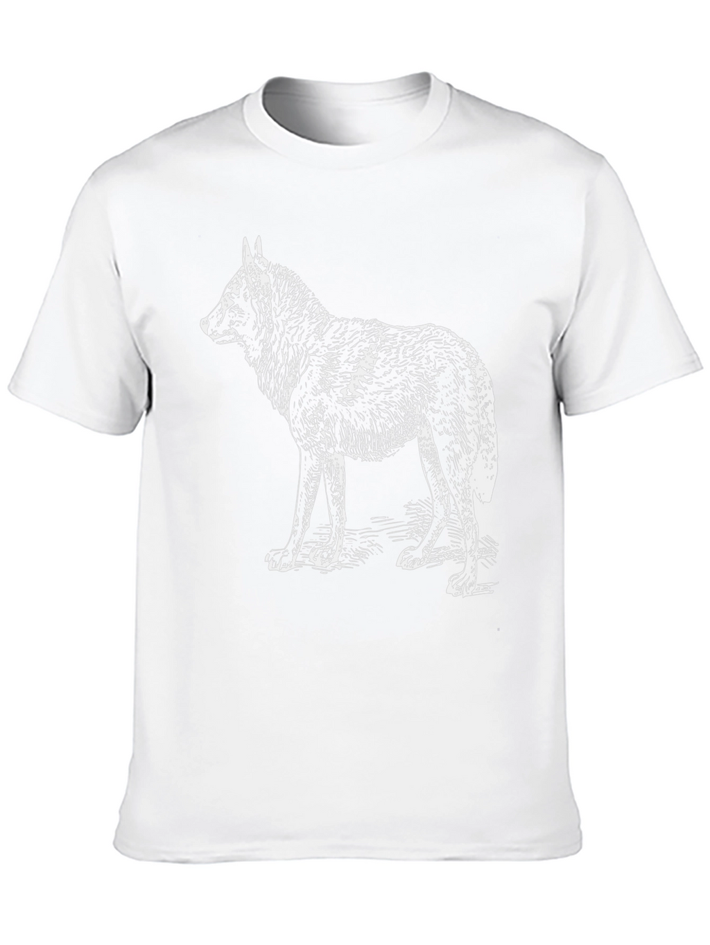 Black T-Shirt with White Wolf Design